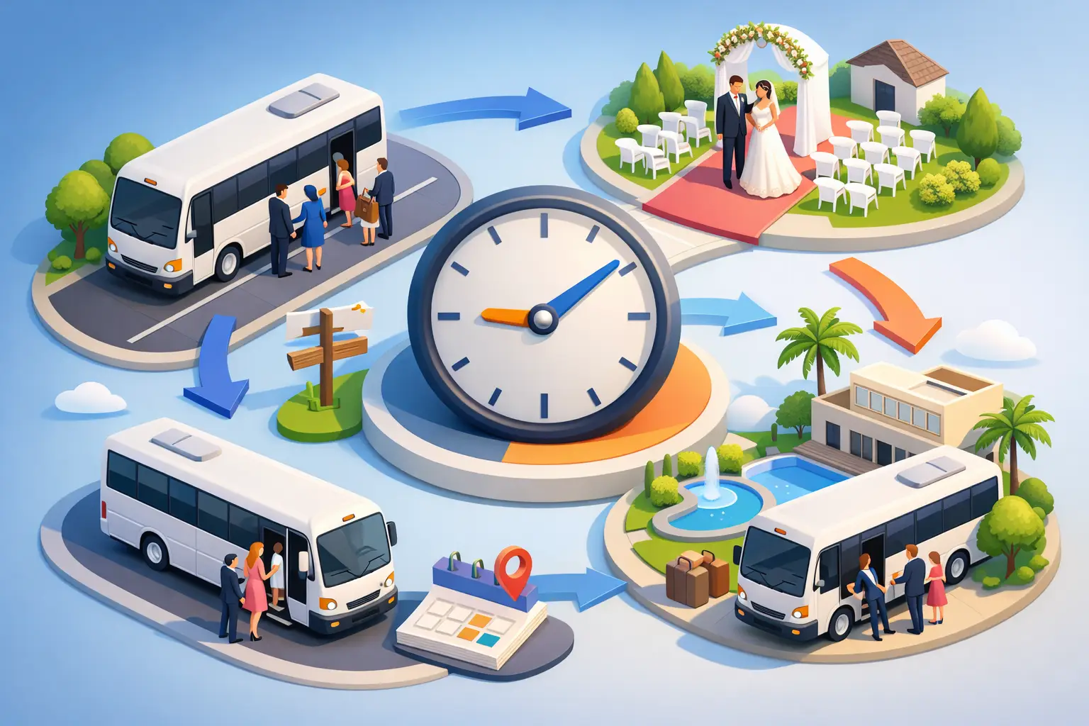 Wedding Guest Shuttle Timeline Example